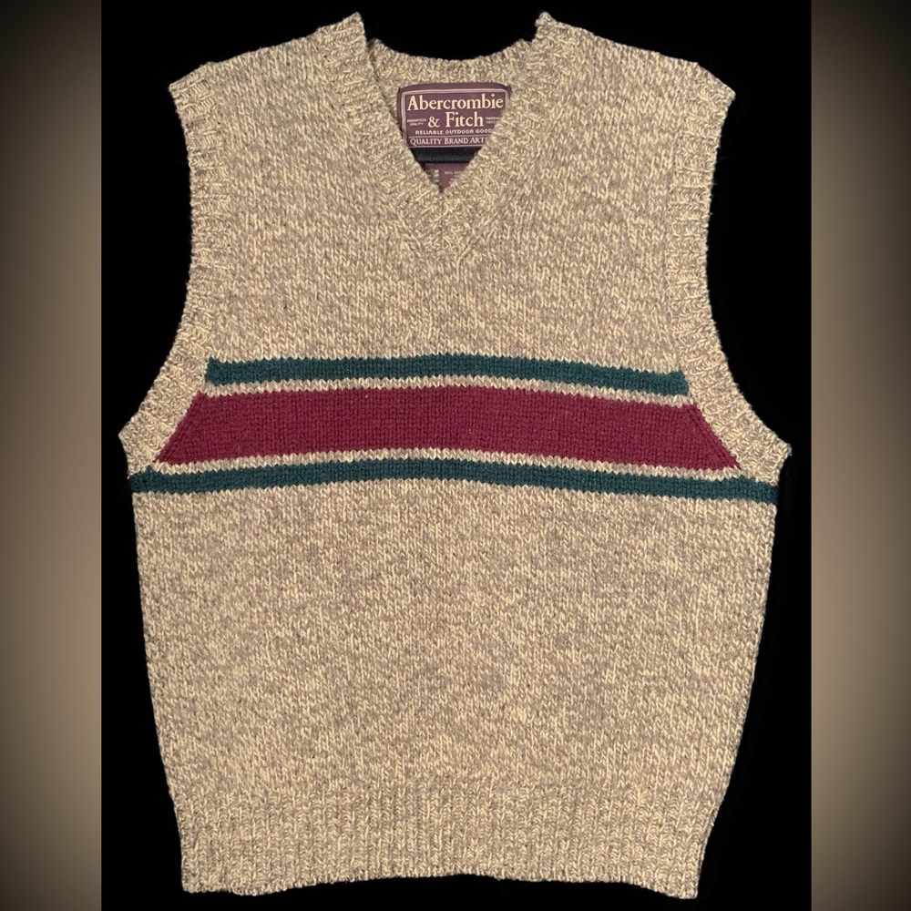 Abercrombie & Fitch Vintage Y2K 100% Wool Shetland Knit Sweater Vest